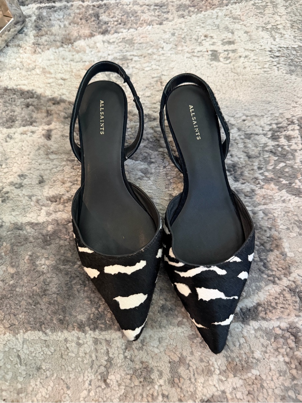 All Saints Mia Leather Slingback Shoes - Picture 2 of 4